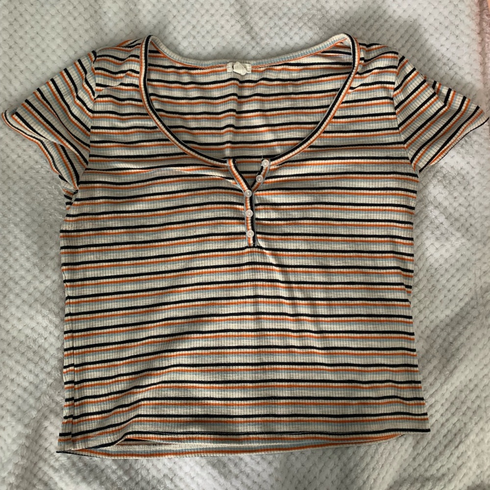Garage ribbed short sleeve semi-cropped